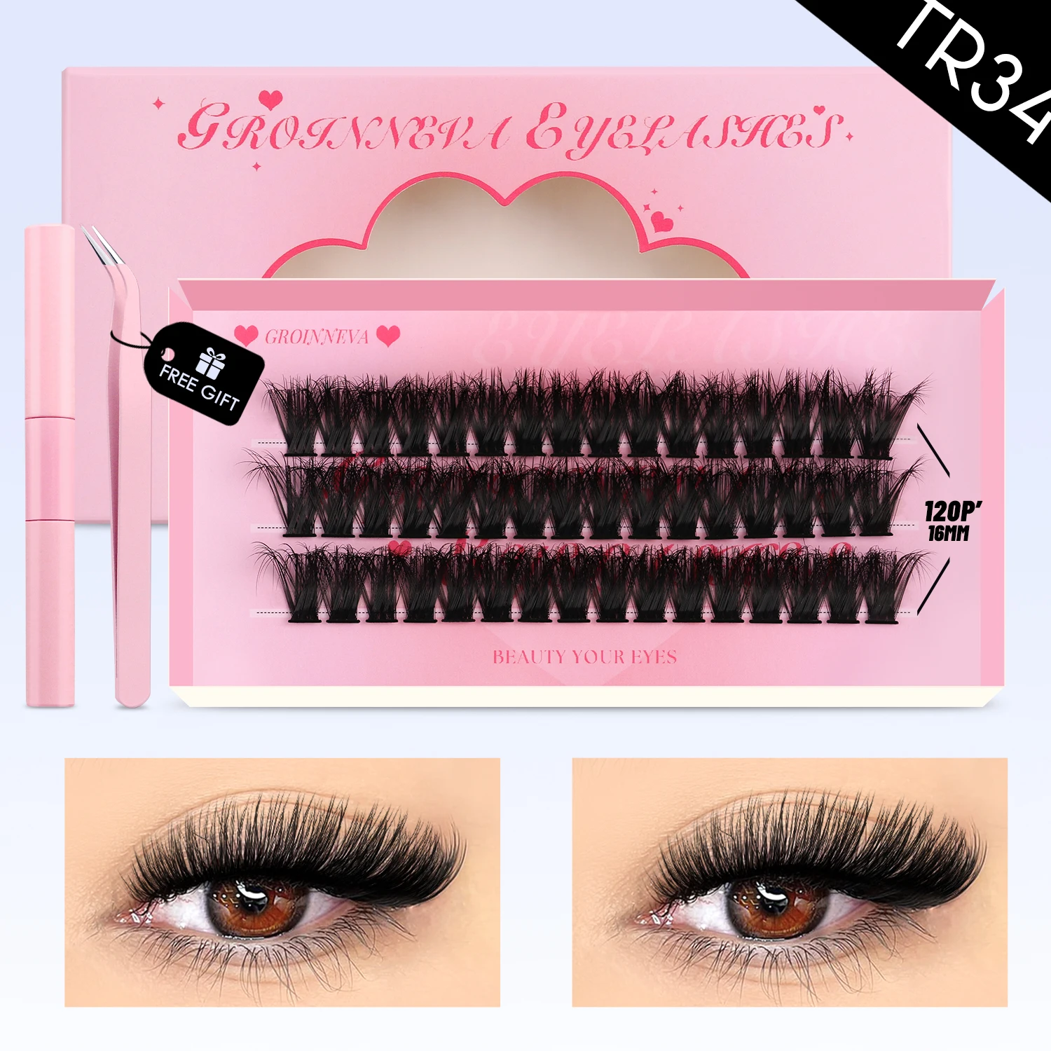 Manga Lashes Kit Natural Volume Cluster Eyelashes