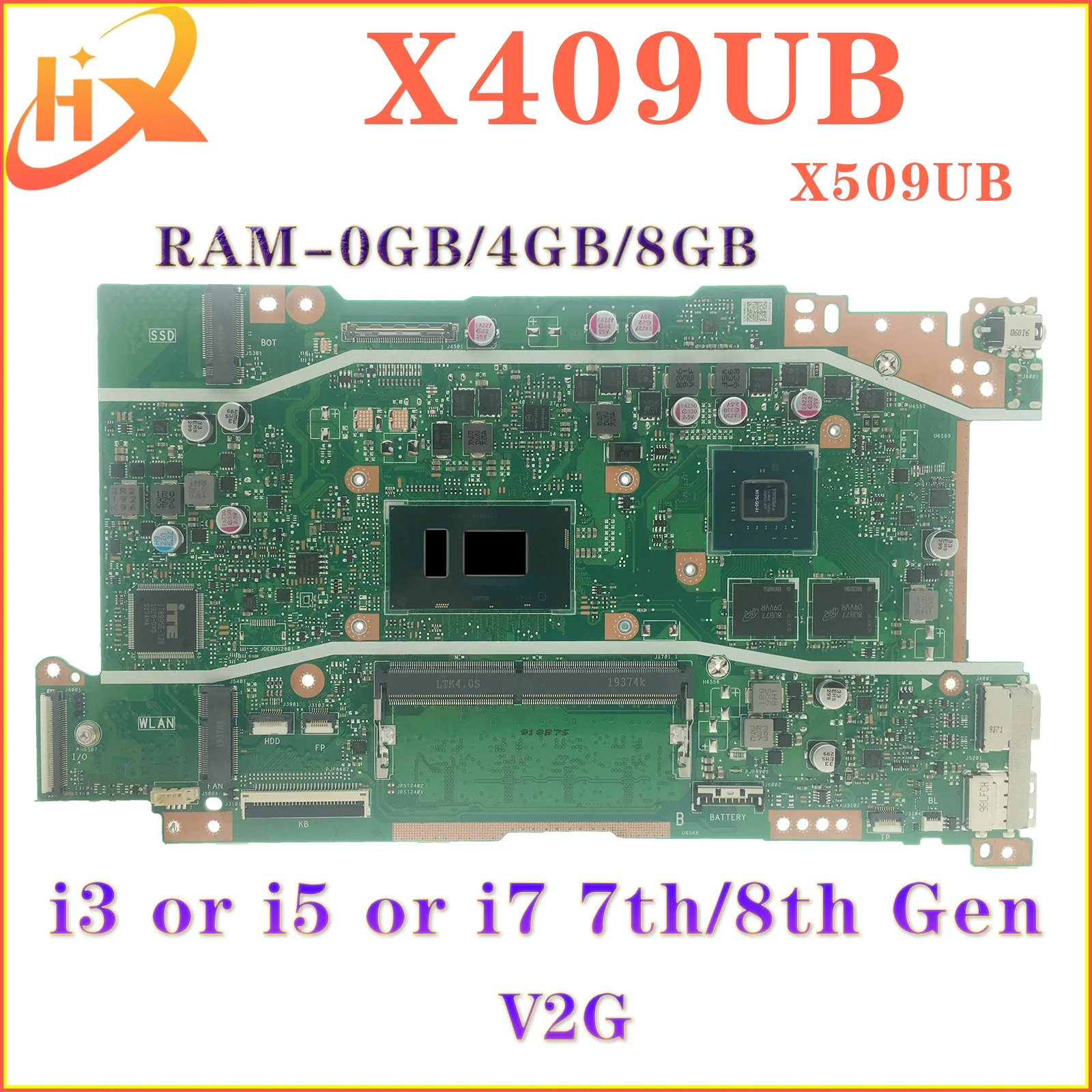 

Mainboard For ASUS X409UB X509UB A409U A509U F409U F509U X409UJ X509UJ Laptop Motherboard 4417U i3 i5 i7 0GB/4GB/8GB