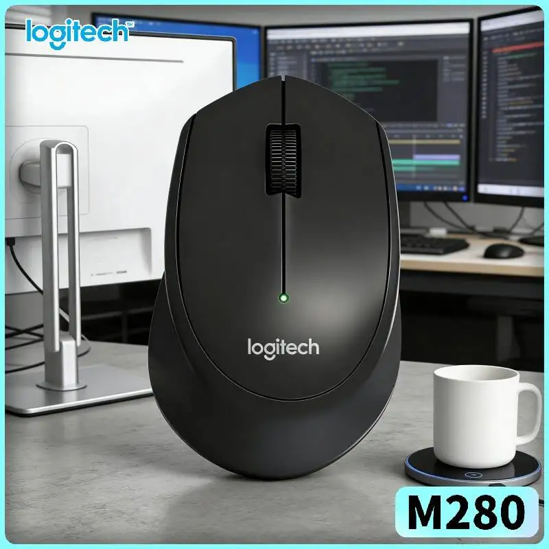 Logitech M280 Ergonomic Wireless Mouse Low-Noise Click System 10m Stable Link 18-Month Battery Easy Start for Home Desktop