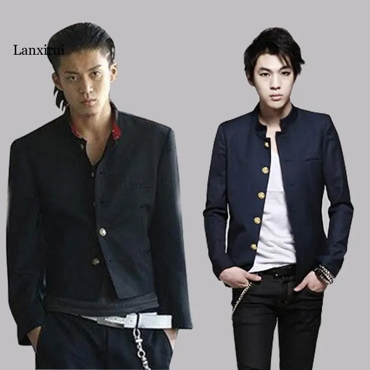 Fast Shipping New colleges university Japanese school uniform male men's slim blazer chinese tunic suit jacket top man casual