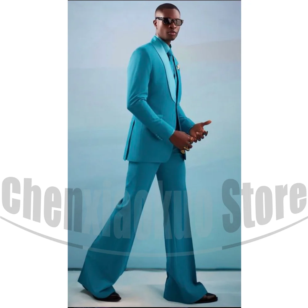 

Men Suits Chic Shawl Lapel One Button Tuxedos 3 Pieces Wedding Groom Elegant Evening Party Formal Suit (Blazer+Vest+Pants)