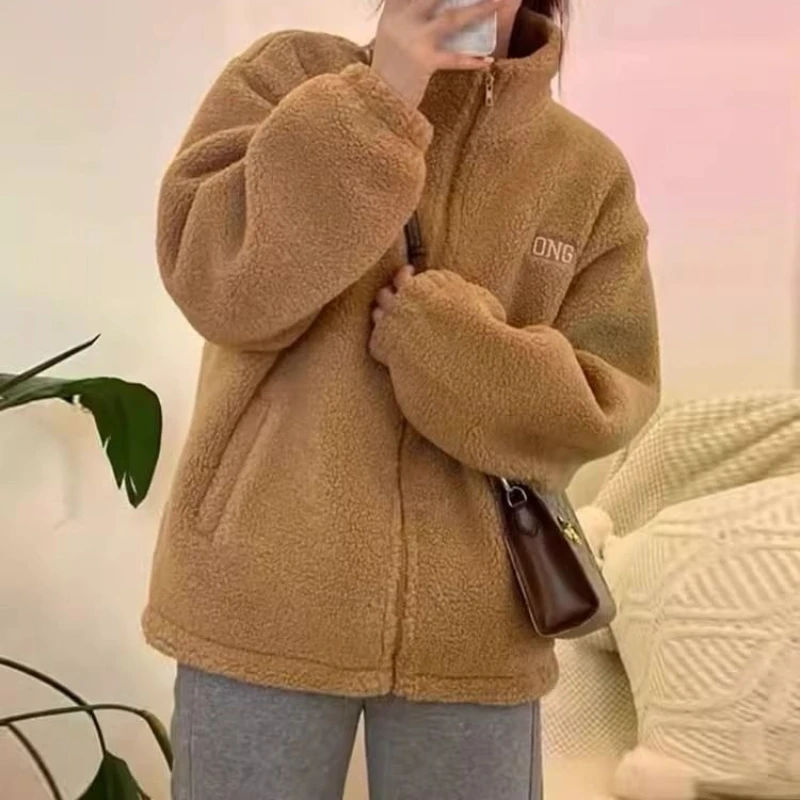 

Lamb Wool Cotton Coat, High-end Casual Cardigan, Thick Fleece Hoodie, Women's Autumn and Winter Jacket