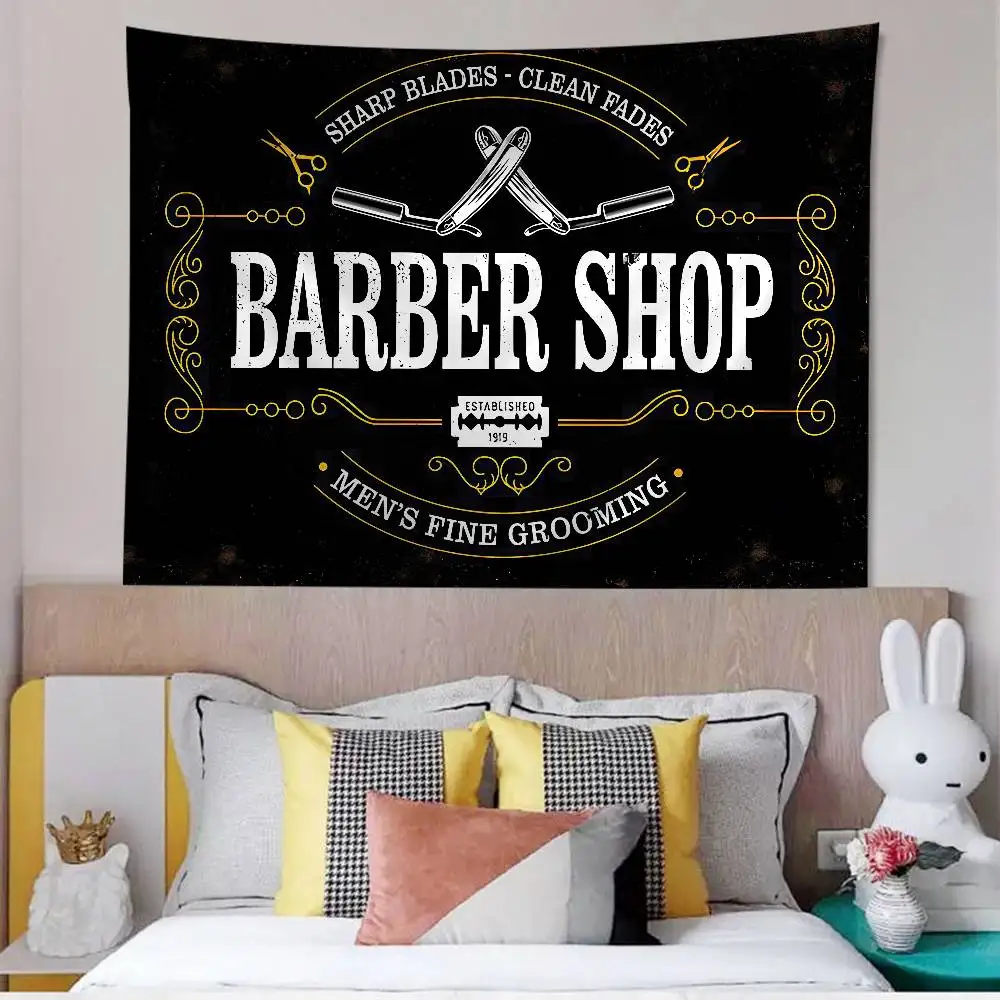 Barber Shop Cartoon Tapestry Wall Hanging Decoration Household Home Decor