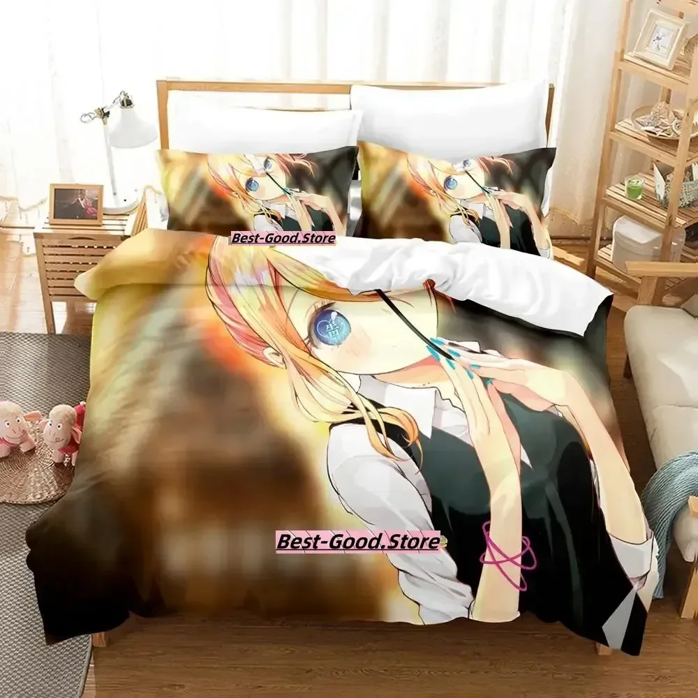 

Kaguya-sama Love is War 3D Kawaii Girls camas Printed Bed Set Duvet Cover Pillowcase Bedding Set Linen Sheet Quilt Cover Size