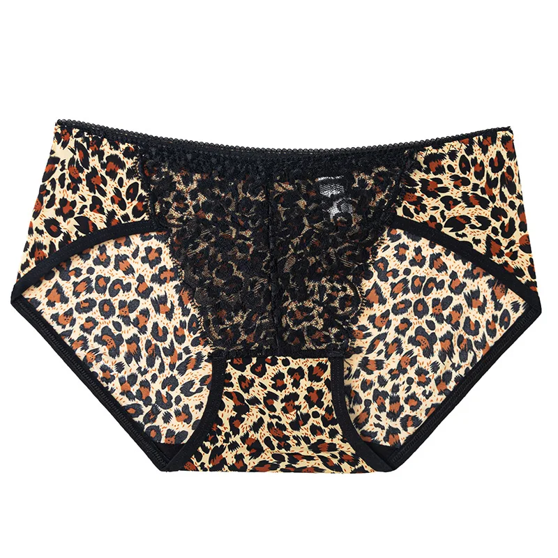 European and American Style Sexy Leopard Women's Underwear with Seamless Cotton Crotch, Breathable, Soft and Comfortable