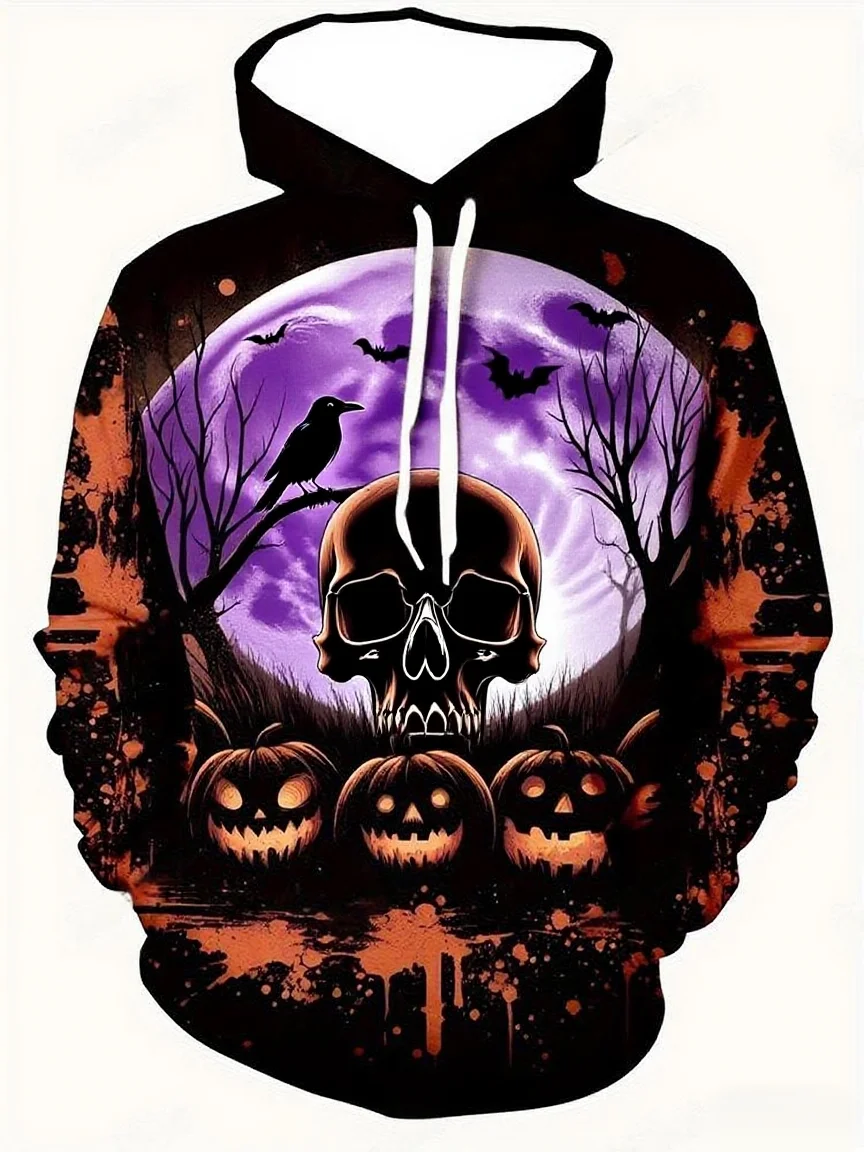 Halloween Pumpkin Graphic Men's Women's Hoodies 3D Print Creative Design Long Sleeve Hooded Sweatshirt Autumn Winter Leisure Top