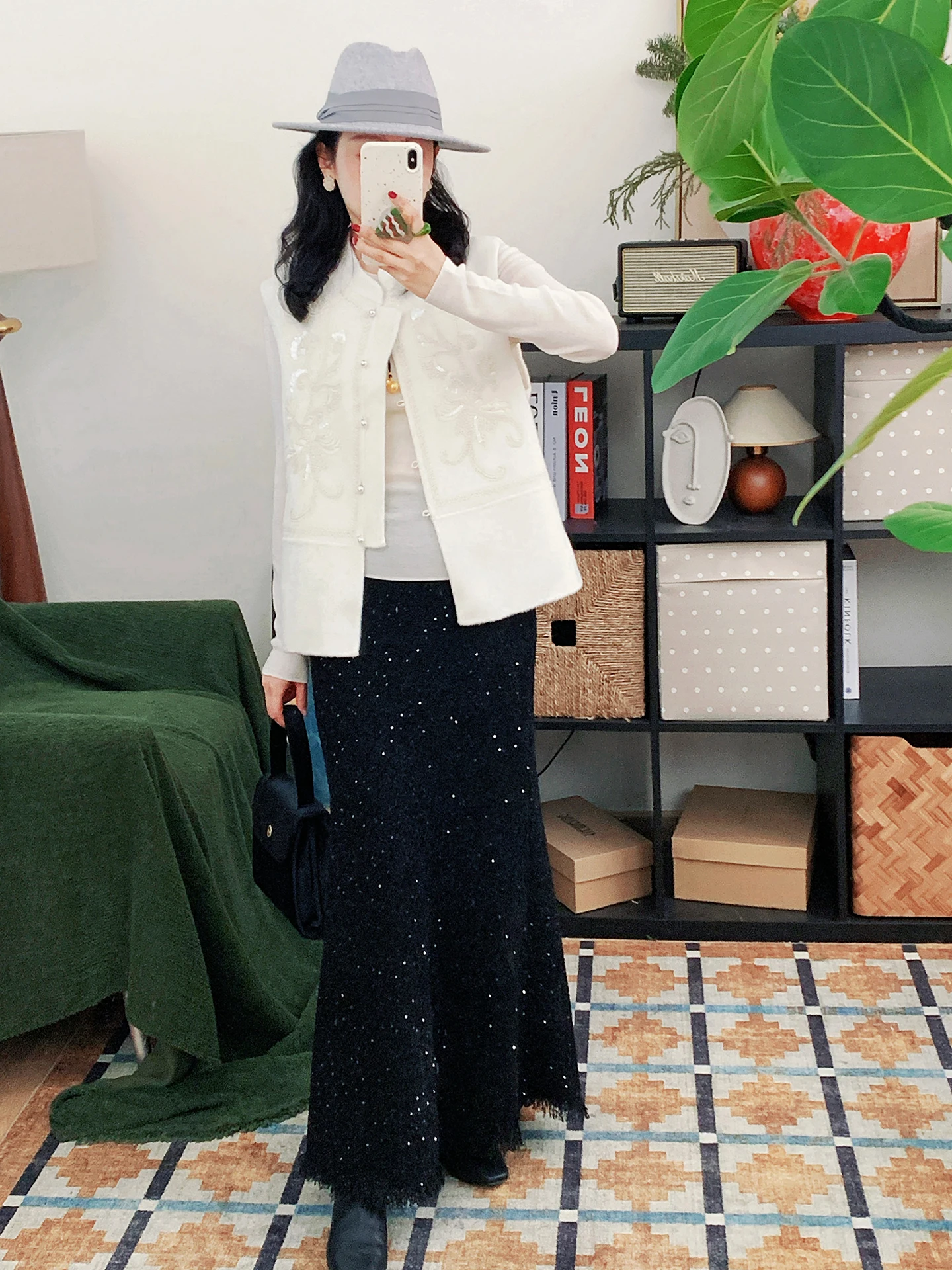 

Элегантная длинная шерстяная юбка с бахромой и пайетками для женщин, с завышенной талией, утягивающая, модная, повседневная, из полиэстеровой смеси