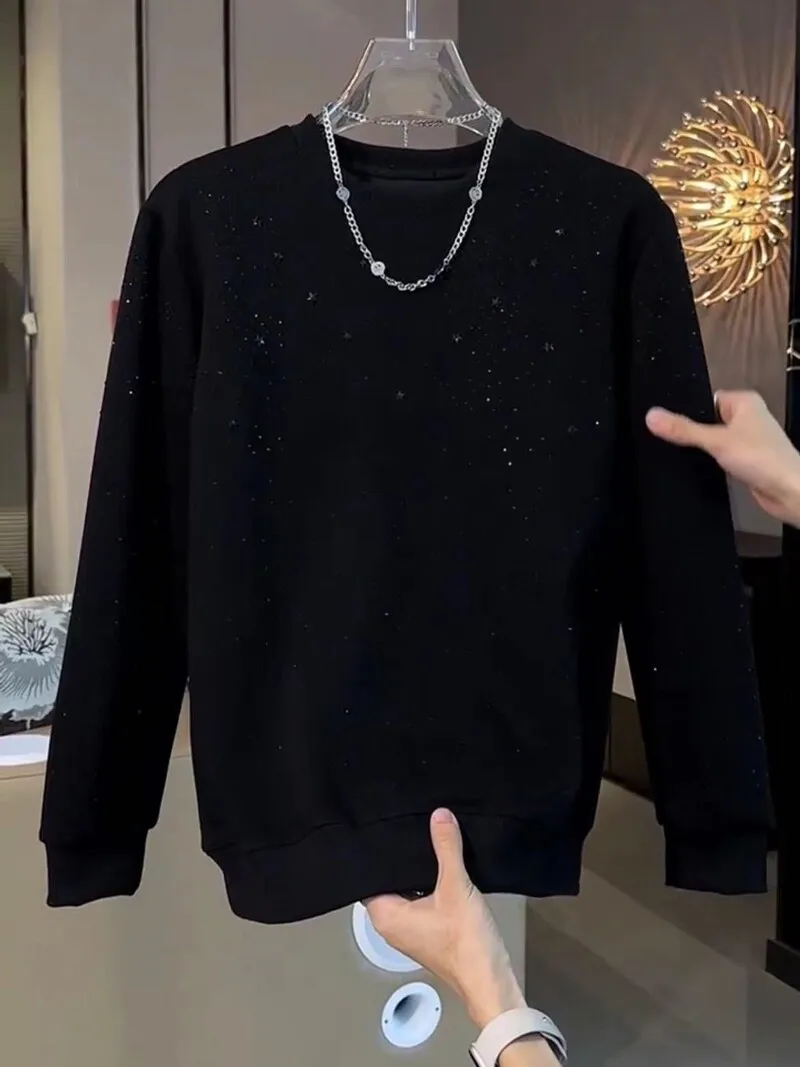 

Мужская толстовка-пуловер с капюшоном на флисовой подкладке, свободного кроя, с модной ромбовидной вышивкой, повседневная, универсальная