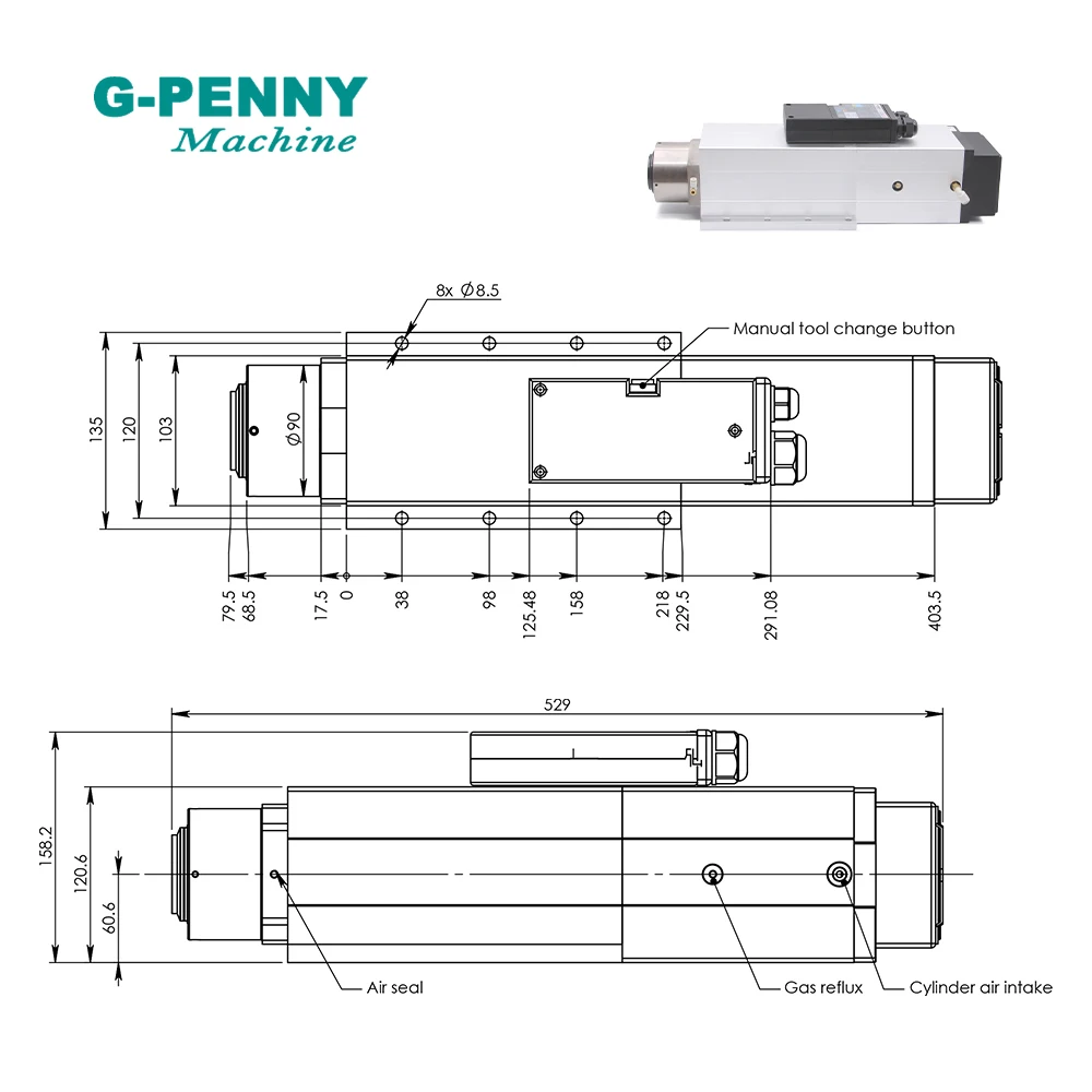 6.0KW ATC Air coolling spindle motor 800Hz 4pole 220v / 380v Automatic Tool Change Air cooled spindle motor ISO30 Tool Holder !