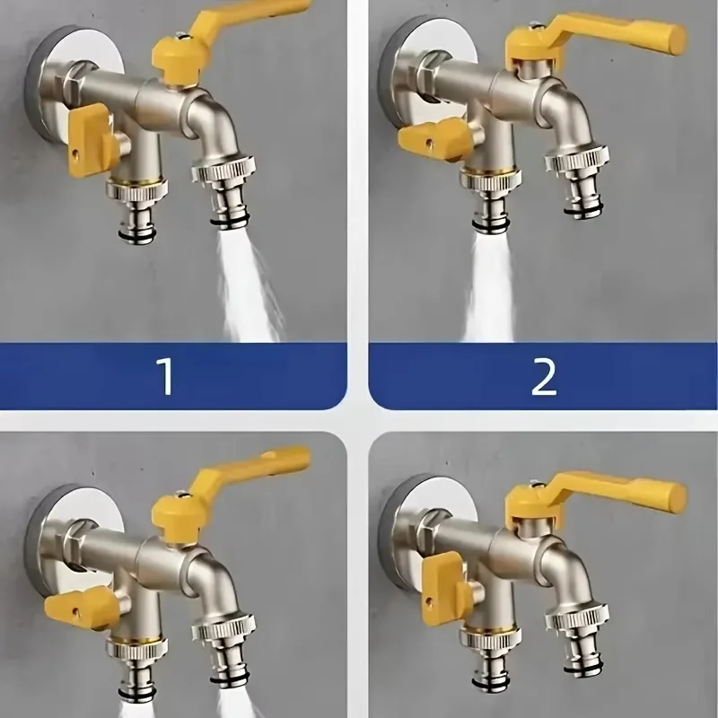 Double outlet garden hose faucet -1/2 inch connection, ideal for watering and lawn care, compatible with sprinklers and hose gun - view 5
