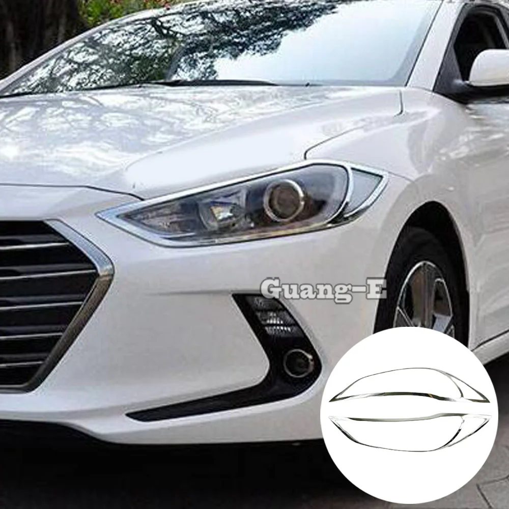 

Car Cover Detector Head Front Light Lamp Trim Frame Molding Stick Hoods 2pcs For Hyundai Elantra Avante 2016 2017 2018 2019 2020