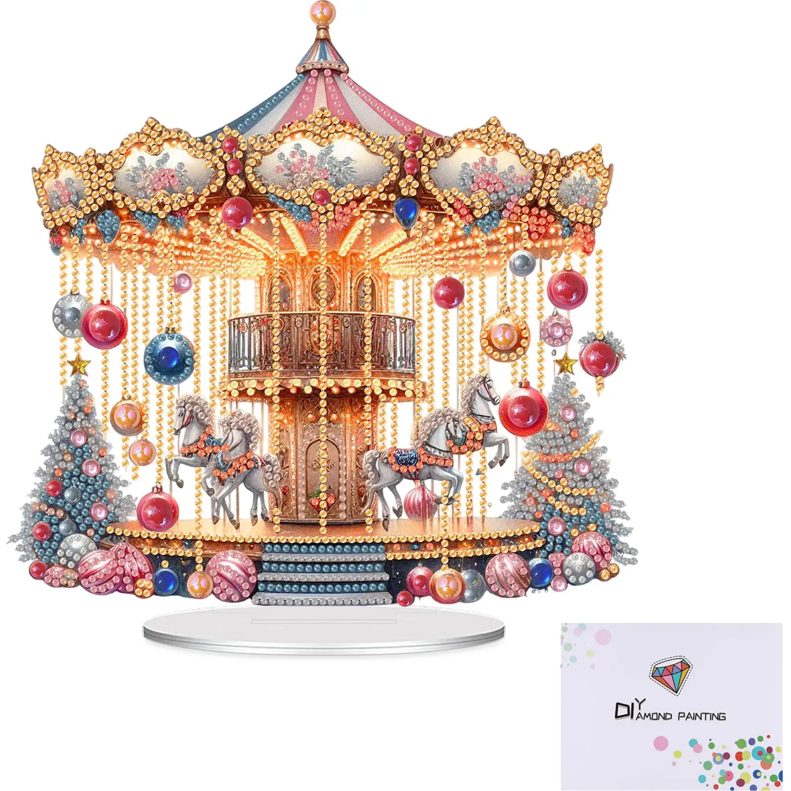 

Новогодний розовый набор для творчества: 2D-картина из акрила с эффектом алмазной мозаики для декора стола