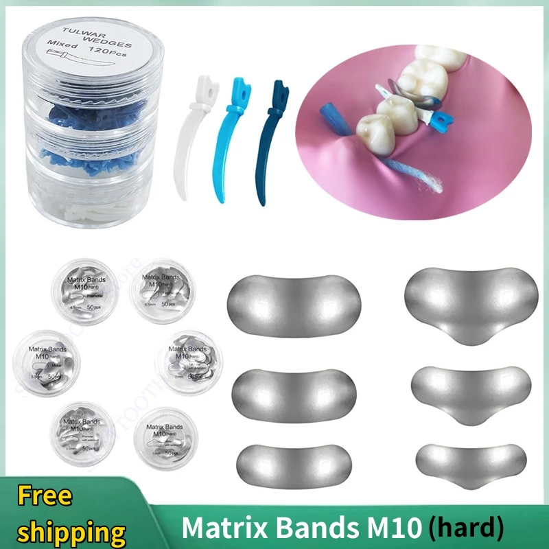 

New Dental Matrix Bands Sectional Contoured Metal Matrices M10 Hard Dental Wedge Tulwar Wedges With Hole Plastic Wedge Dentistry