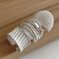 925 Sterling Silver Rings for Women Couple Minimalist Handmade Simple Wide Interware Ring Party Jewelry Gift Prevent Allergy