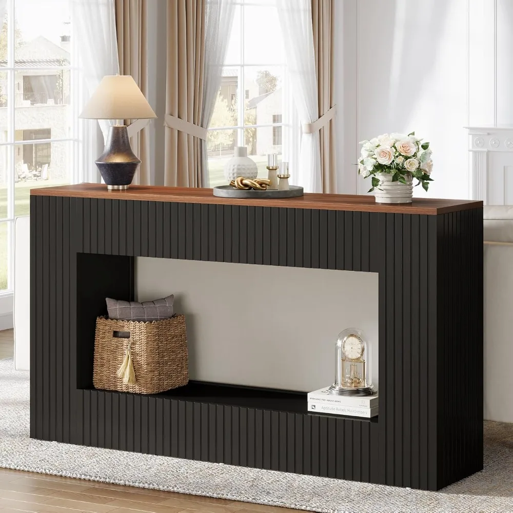 Modern Console Table, 55-Inch Wood Entryway Table with Storage, Narrow Long Sofa Table Behind Couch Table for Living Room