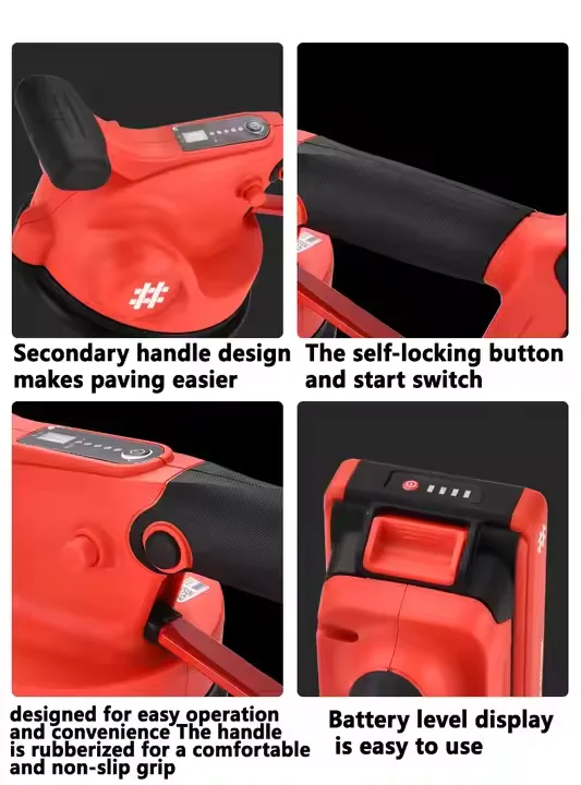 Profissional 21v colocando telha vibratória portátil telha de pavimentação elétrica 9392 vibrador telha máquina niveladora automática
