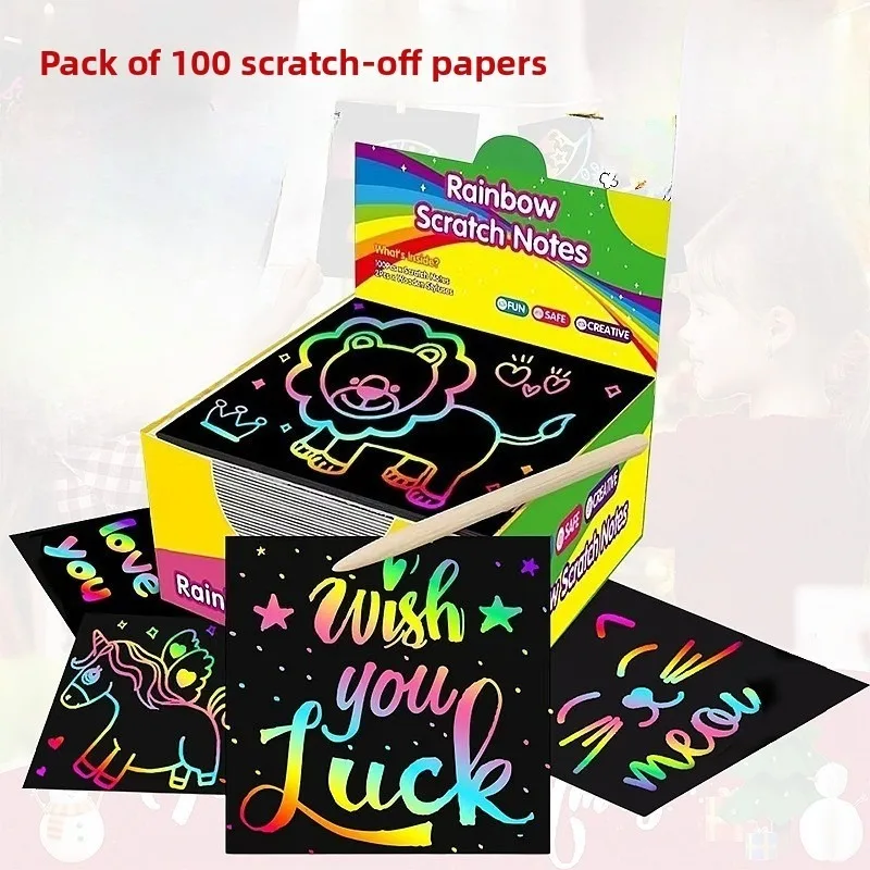 50/100/150pcs Boxed Scratch Paper Educational Toys Colorful Graffiti Scratch Diy Children's Hand Scratch Paper