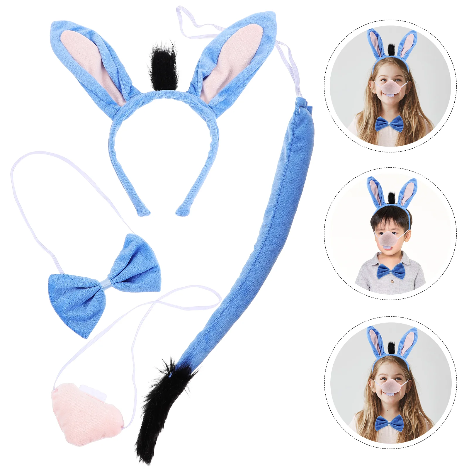 Donkey Ears Headband Halloween Kids Costume Headgear Cosplay Kit Cloth Animal Decoration