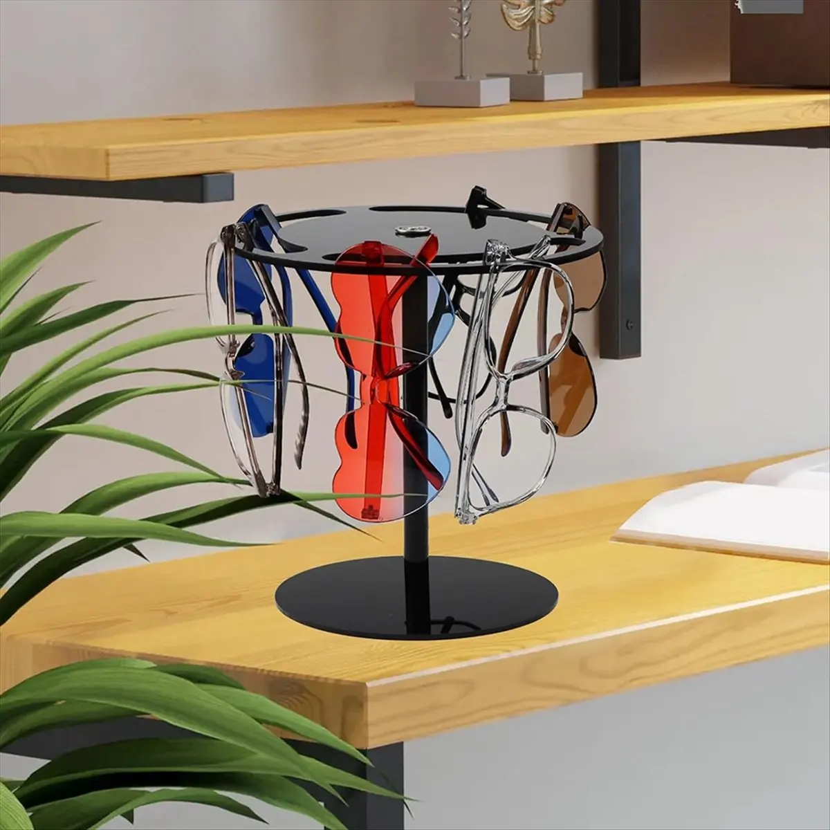 ABNQ Sunglasses Holder Stand, Acrylic Sunglasses Organizer with 360 Rotating, Display Eyeglasses Rack Eyewear Glasses Holder