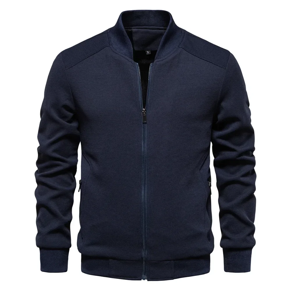 

Autumn Mens Jacket High-quality British Style Solid Color Stand Collar Fashion Casual Coat Male Baseball Jackets Men Clothing