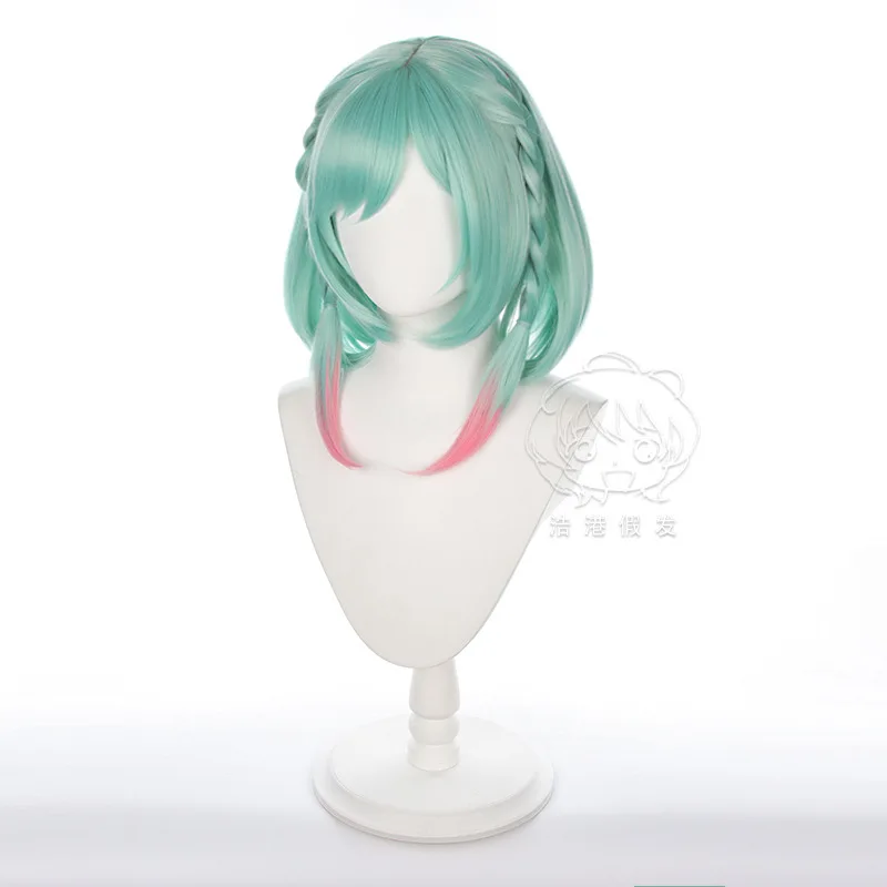 Peluca de Cosplay verde Honor of Kings Yao, accesorio de disfraz de juego de rol de Halloween, peluca de actuación de personaje de juego trenzada BobHaircut para mujer