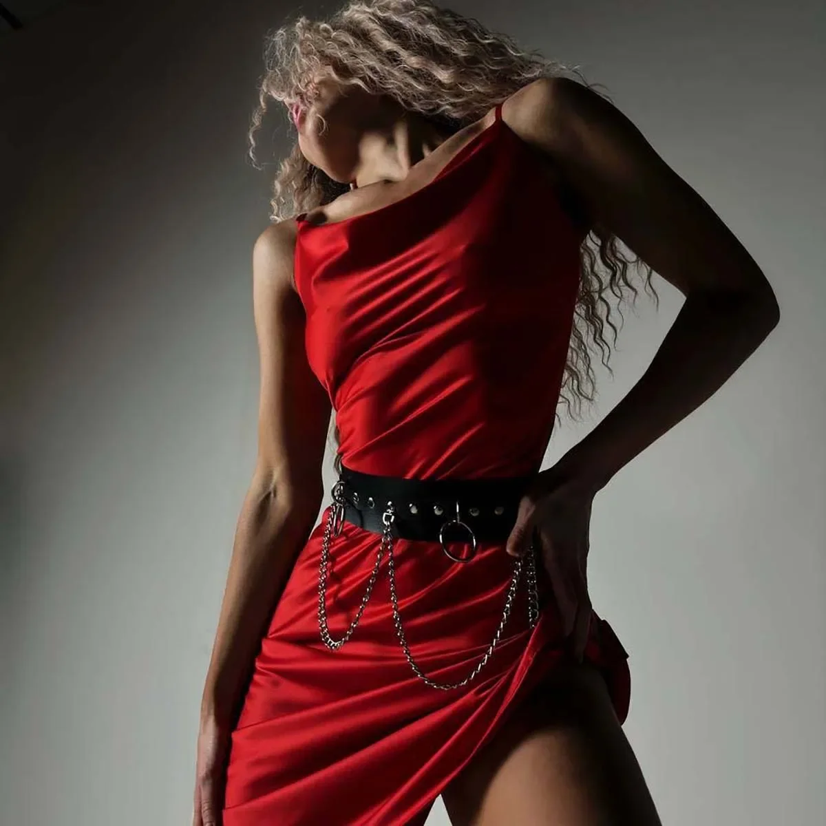 여성 패션 가죽 허리 벨트 하라주쿠 하네스 벨트 장식 배꼽 체인 벨트 허리띠 고딕 의류 액세서리