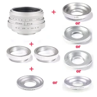 RISESPRAY Plata Mini 25mm f/1,8 APS-C lente CCTV + anillo adaptador + 2 anillos Macro para cámara Sony NEX FX M4/3 NIKON1 EOSM sin espejo