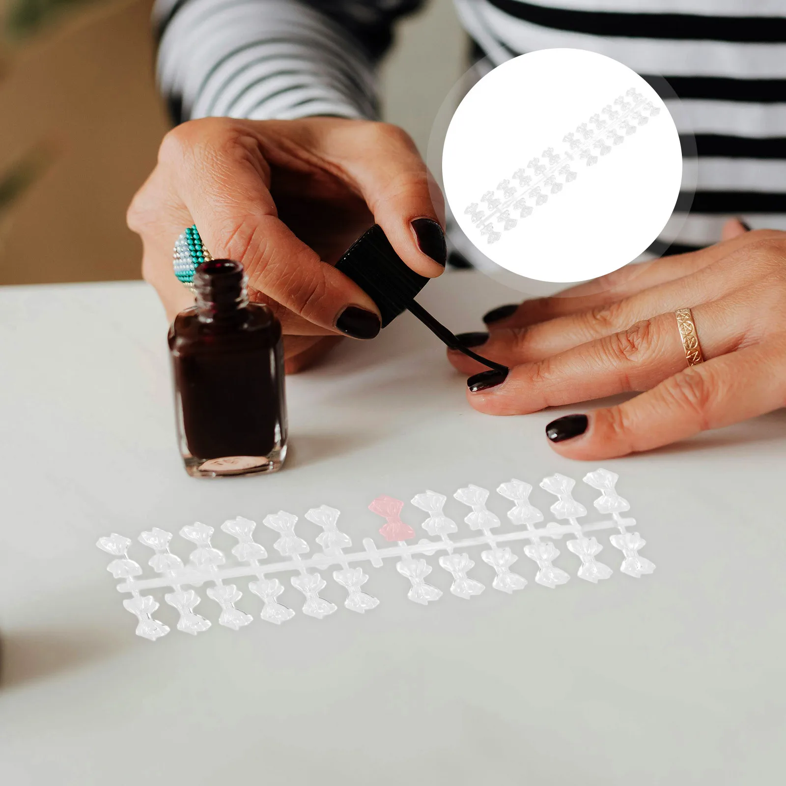 120개 보우 패턴 네일 연습 보드 투명 색상 디스플레이 팁 네일 폴리시 비교 매니큐어 트레이닝 살롱용 휴대용
