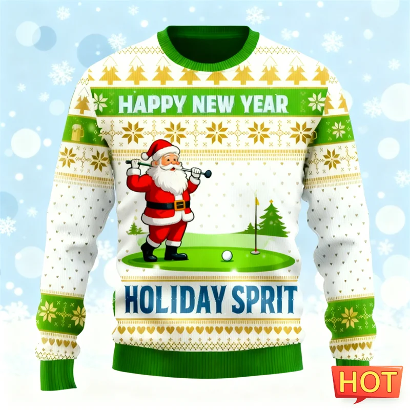 2026 جديد مضحك سانتا كلوز الجرافيك بلوزات موضة عطلة ارتداء ثلاثية الأبعاد مطبوعة القبيح عيد الميلاد سترة فضفاضة الشارع الشهير البلوفرات #1