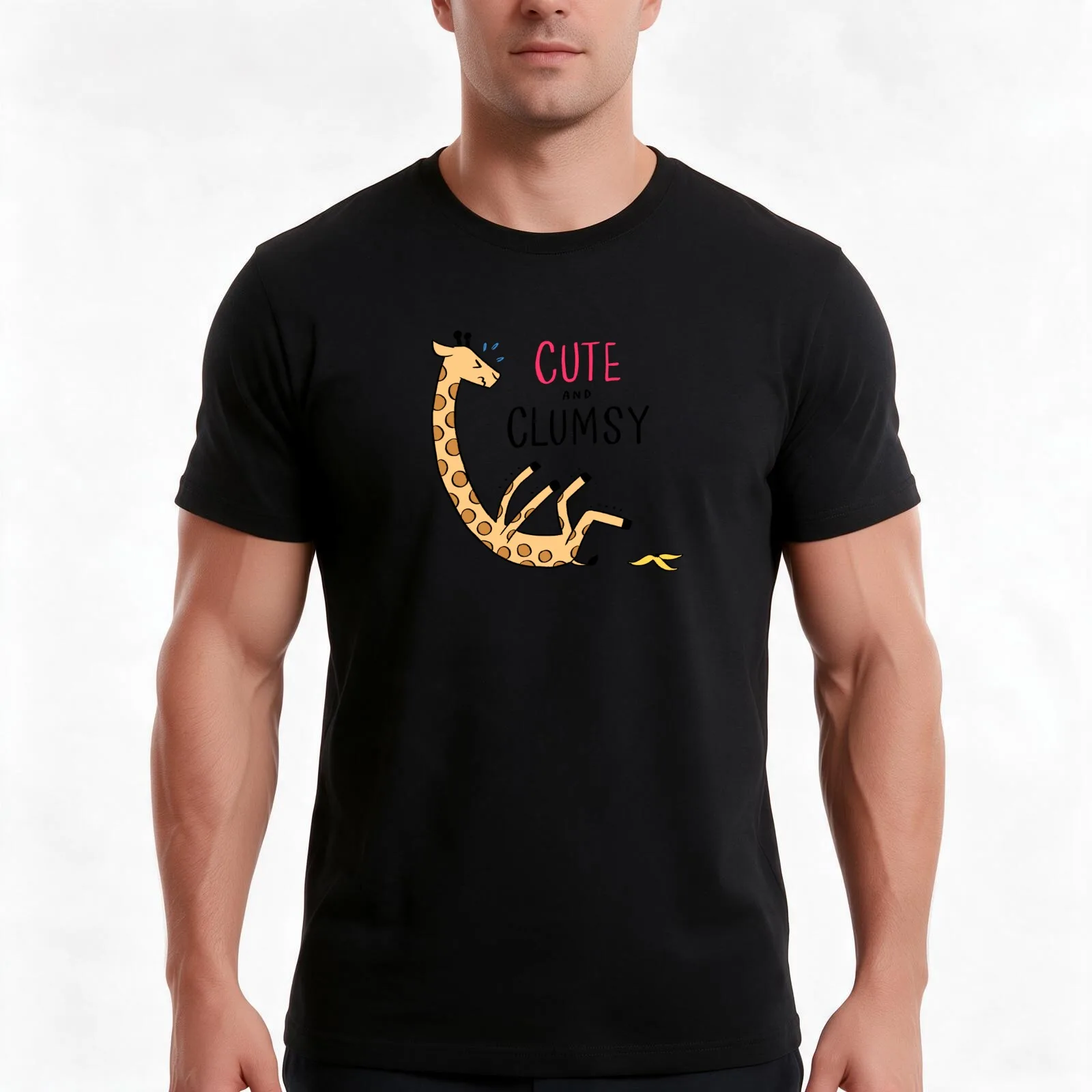 Cute and Clumsy T-Shirt, Summer Casual Cotton Tee, Oversized Streetwear Tops, Vintage Graphic Print, Loose Fit Short Sleeve
