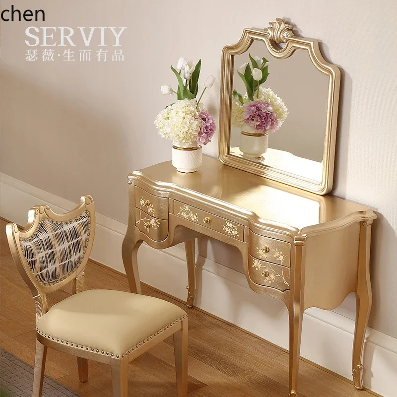 light luxury solid wood with pumping hand-painted dresser villa European court princess dresser