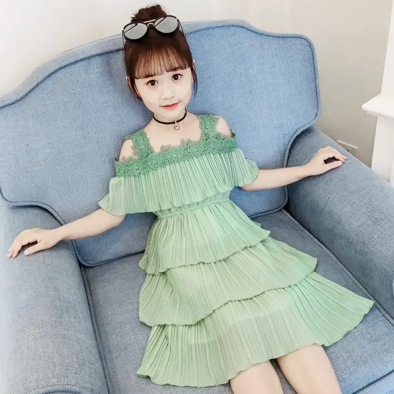 Girls New Summer Dress Korean Version Foreign Princess Little Girl Cake Evening Dresses 2 To 12 Years Old Kids Clothes Birthday