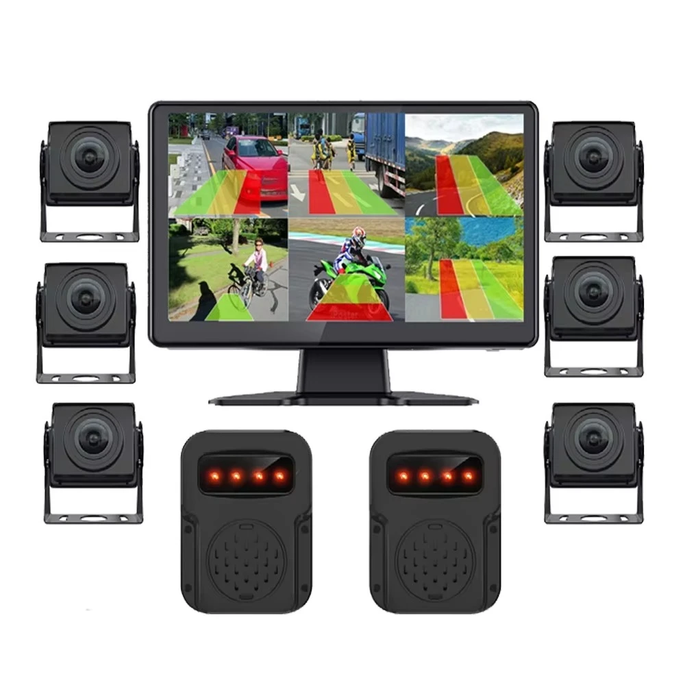 10 Inch IPS Screen Truck Monitor 6-Way Bus Monitoring System AI ADAS Reverse Camera BSD Blind Spot Car Reversing Aid AHD