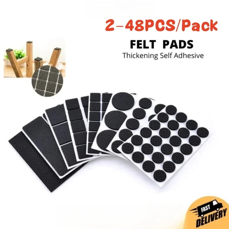 2-48PCS Chair Leg Pads Floor Protectors for Furniture Legs Table Leg Covers Round Bottom Anti Slip Floor Pads Rubber Feet