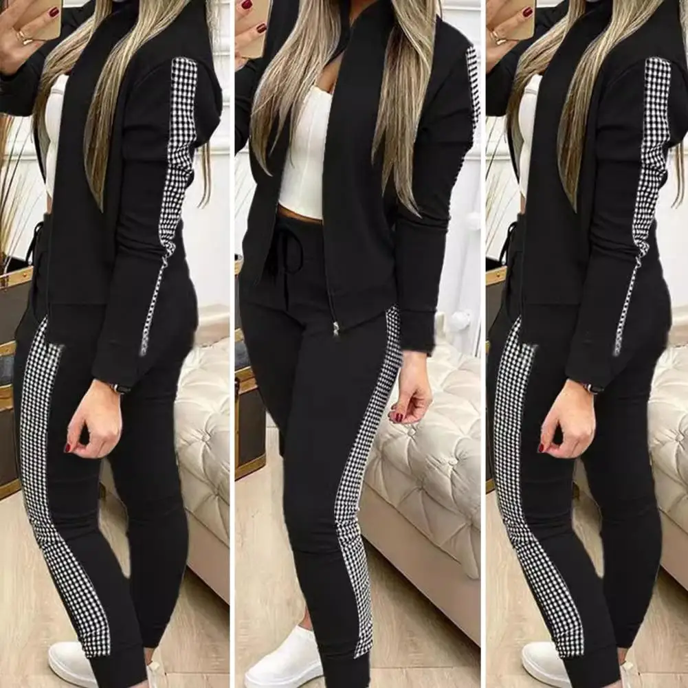 Women Tracksuit Trendy Women\'s Tracksuit Set Dot Print Turtleneck Sweatshirt Drawstring Pants Suit for Gym Running for Women