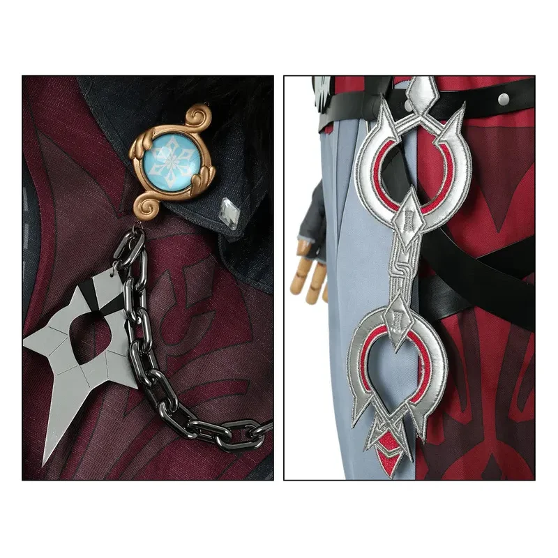 ZA01 【Wetrose】متوفر في المخزون أزياء Wriothesley التأثيرية Genshin Impact Fontaine Meropide Rizli مجموعة كاملة من شعر مستعار للهالوين وعيد الميلاد ChristZa0@