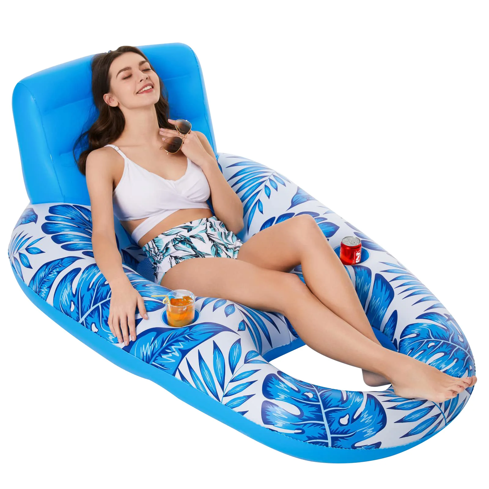 Silla flotante de piscina inflable para adultos, flotador multifuncional, plegable, duradero, accesorios de piscina