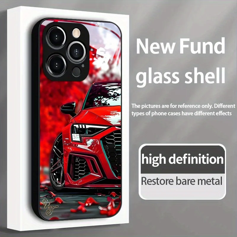 New Red sports car fashion phone cases Glass Phone Case For iphone 17 pro max cover for iPhone 17、16、15、14、13、12、11pm Pro Plus