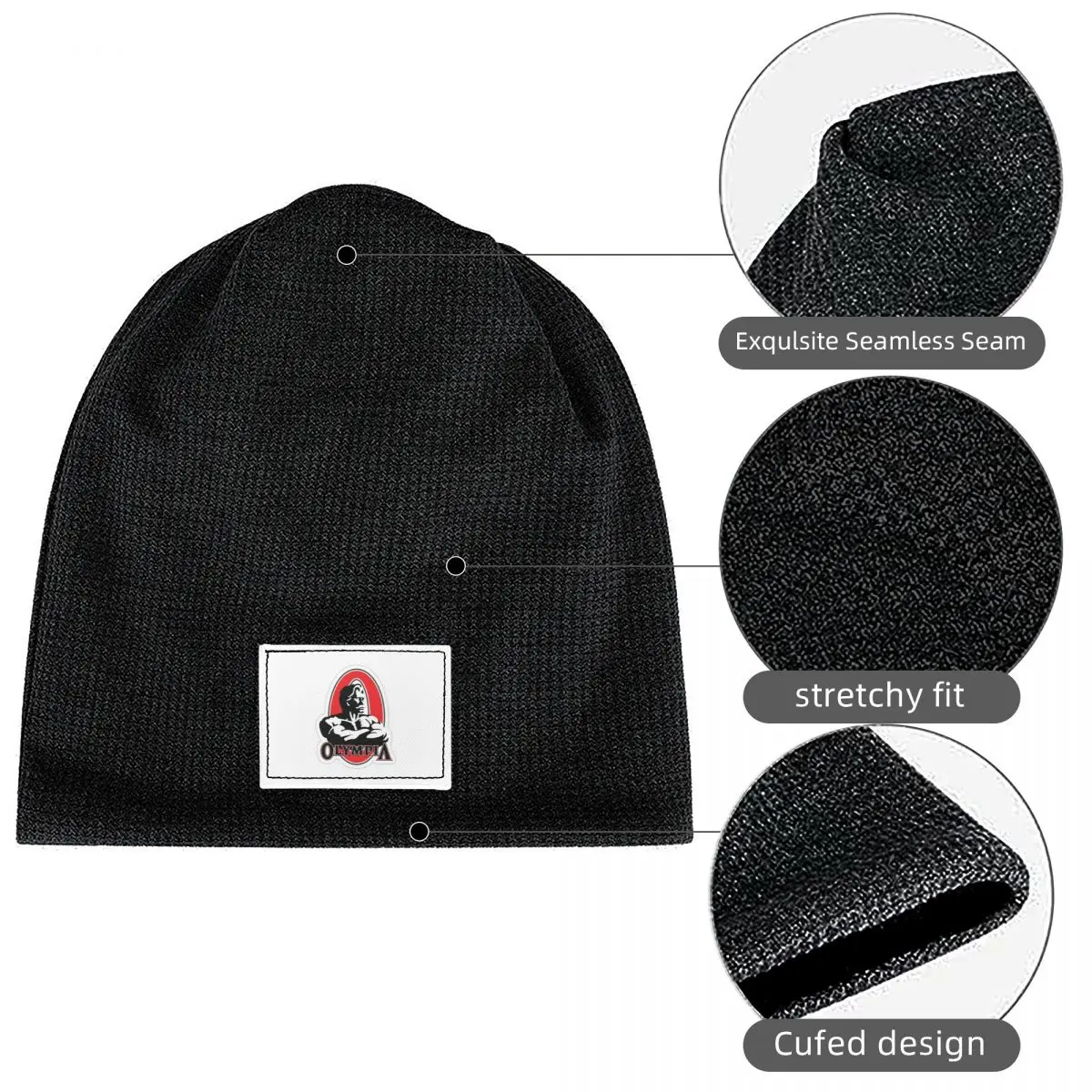 Future Mr OLYMPIA Motivations Waffle Knit Fleece Lined Beanie with PU Leather Patch Unisex Warm Winter Soft Cap