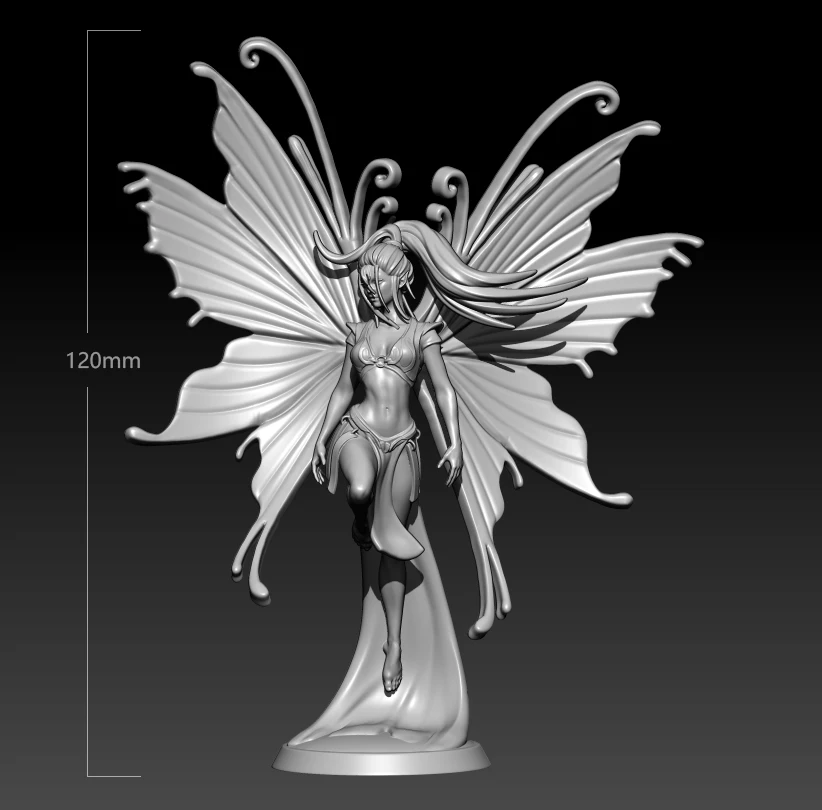 120mm  Resin Model Kits Butterfly Queen Fairy Girl Figure Sculpture RW-631