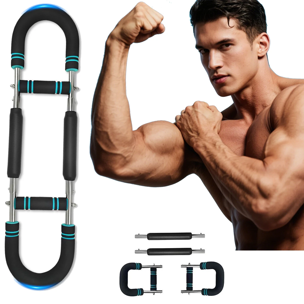 Twister Arm Exerciser, 20kg/30kg/40kg/50kg Adjustable Spring Workout Bar, Forearm Triceps Chest Enhanced Exercise Strengthener