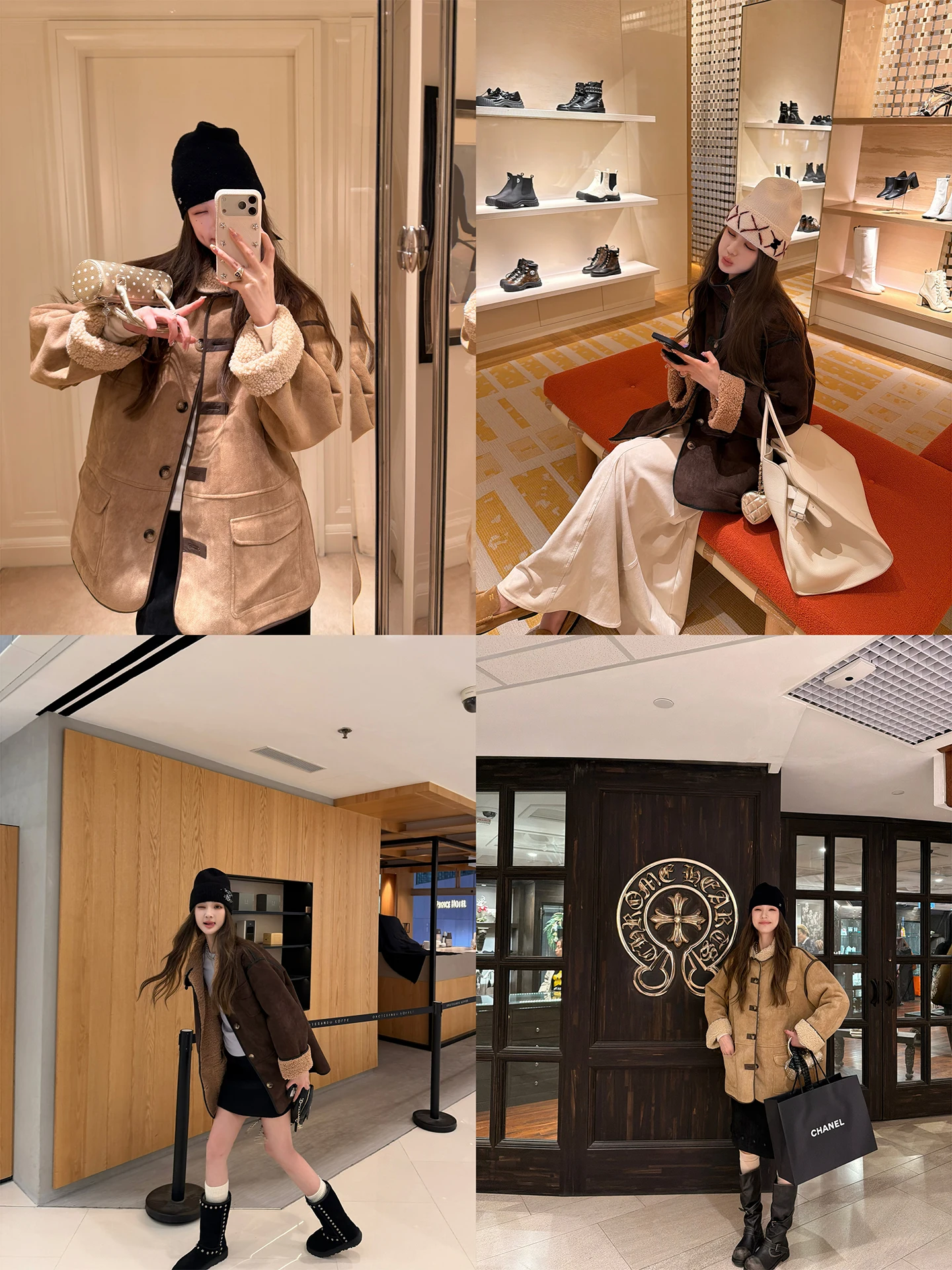 

Retrospective Two-Tone Suede Fur Jaet Vintage Feel Inteated Leather And Fur Outerwear for Autumn And Winter Women's Faion