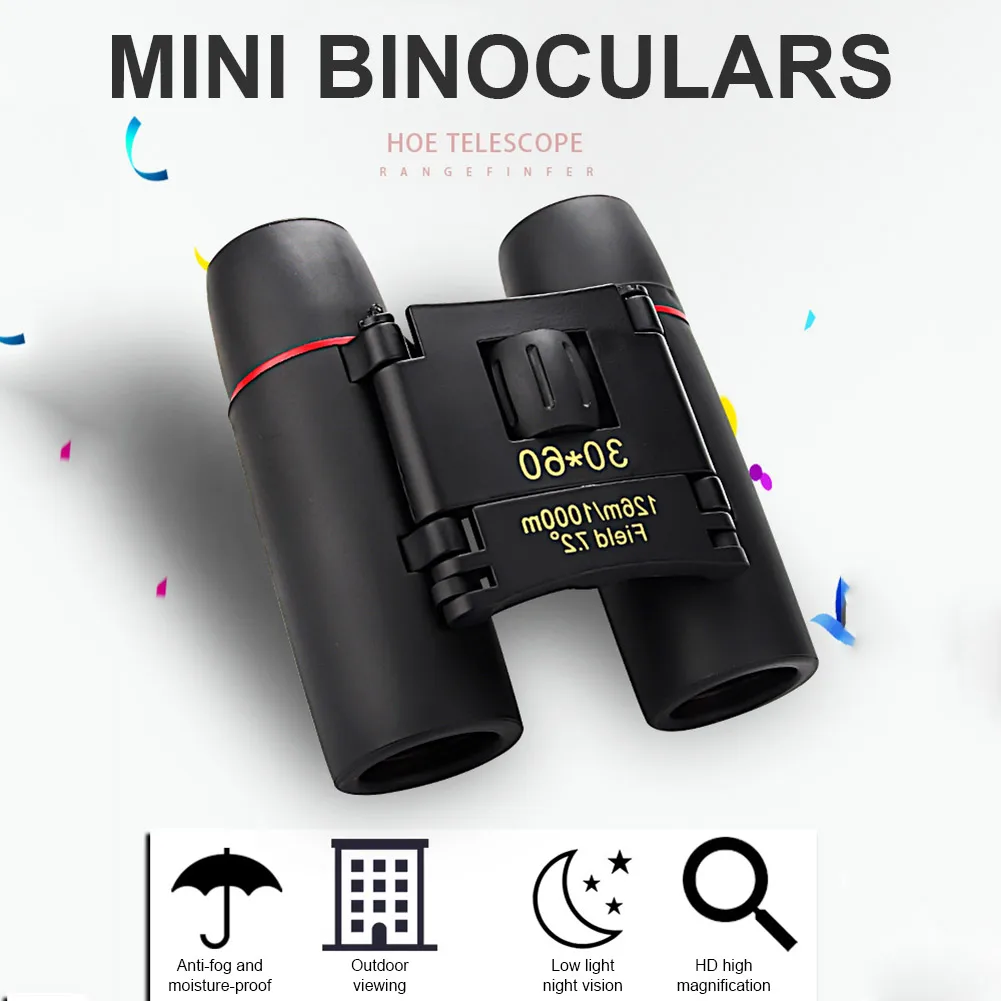 

Миниатюрный портативный телескоп-бинокль HD с зумом 1000М, 30x60, ночное видение при слабом освещении, профессиональный бинокль, инструмент для активного отдыха