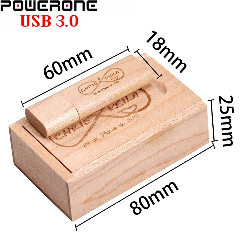 Free LOGO Wooden High Speed Flash Drive 64GB Wedding Gift USB 3.0 Pen Drives 16G Beautiful Memory Stick 32GB TV External Storage