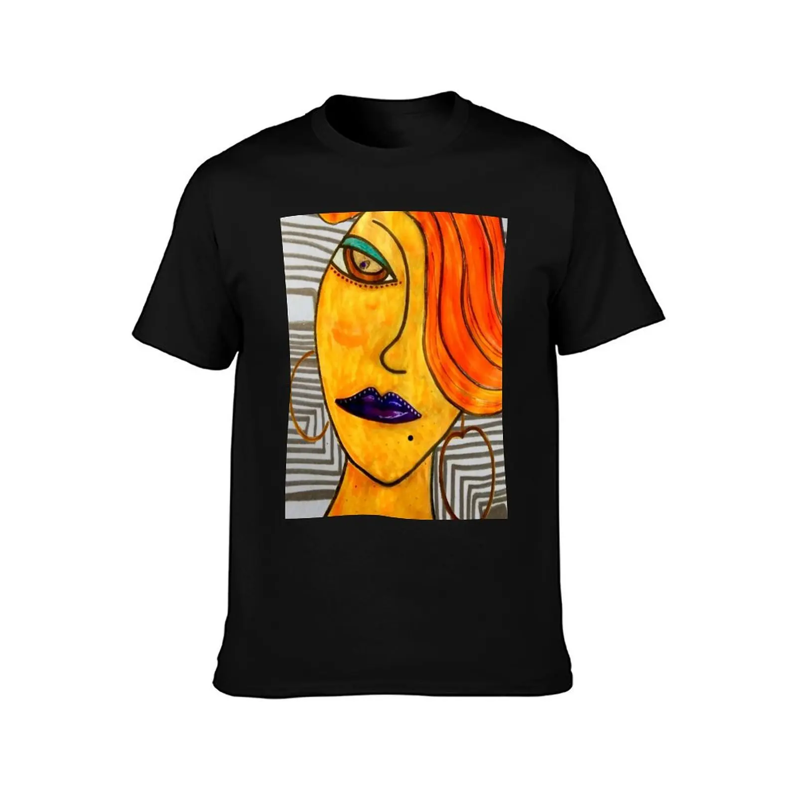 Mixed Media Abstract Woman Portrait Painting T-Shirt blanks anime stuff plain black t shirts men