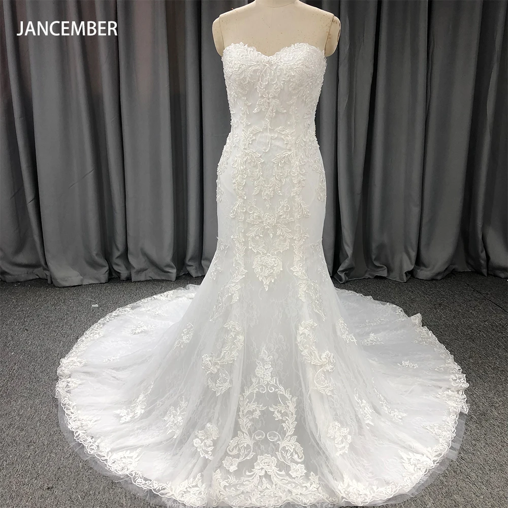 

Boho Sexy Lace Strapless Beach Mermaid Wedding Dresses 2025 Sleeveless Sweep Train Bridal Dresses Backless Vestidos De Novia