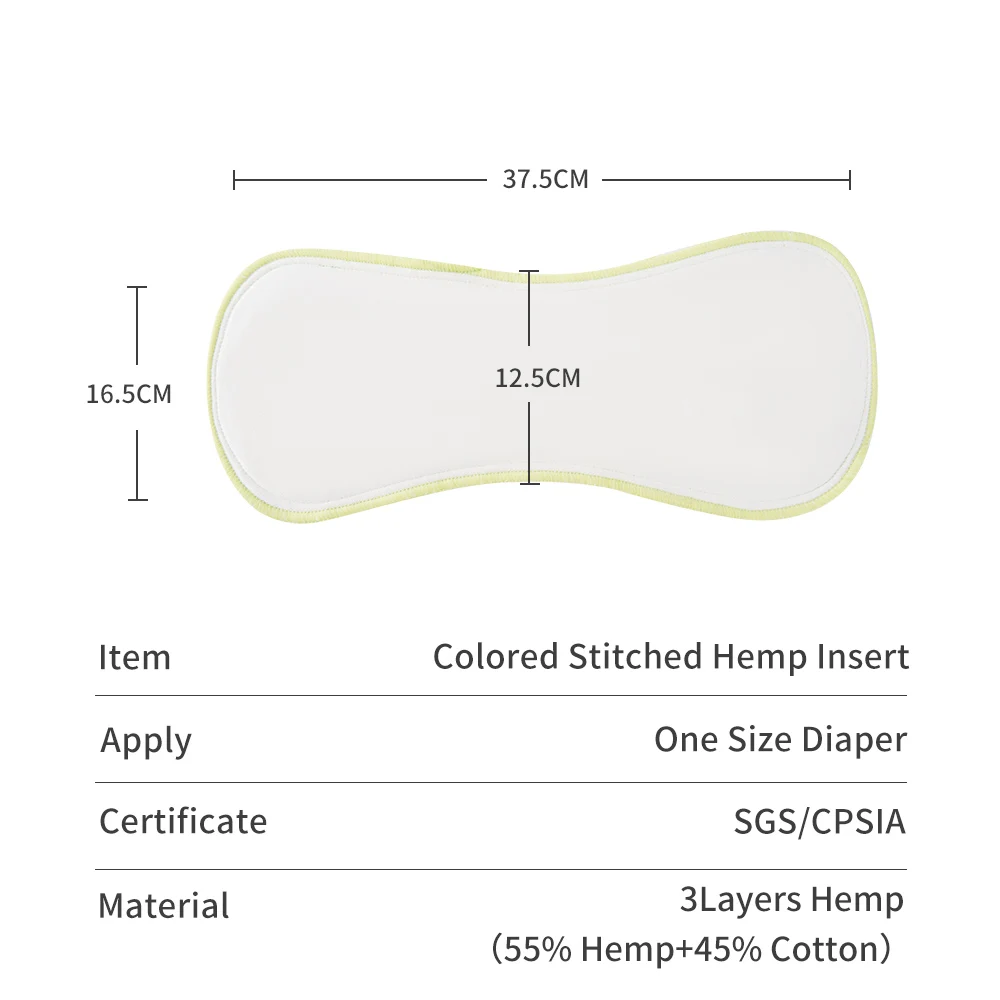 #1/5/10 PCS&  Elinfant 3 Layers Hemp Cotton Colorful Stitched Absorbent Natural OS Cloth Diaper Insert