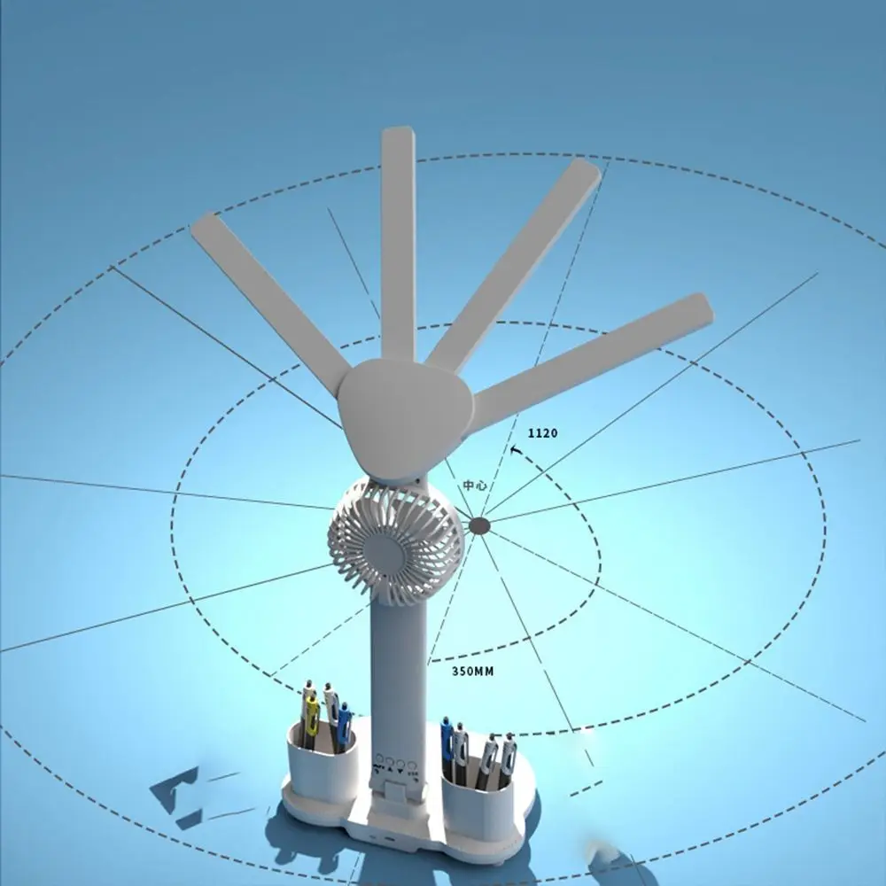 With Fan And Clock Dispaly Study Table Lamp 3 Color Four Headed Reading Desk Lamp Multifunction USB Plug Led Table Light Summer