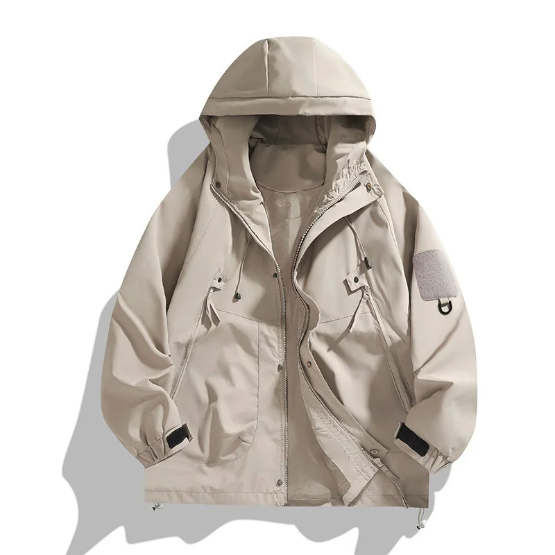 

Spring Autumn Men's Hooded Jacket Outdoor Fishing Hiking Windprood Outwear Breathable Comfortable Zipper Pocket Jacket