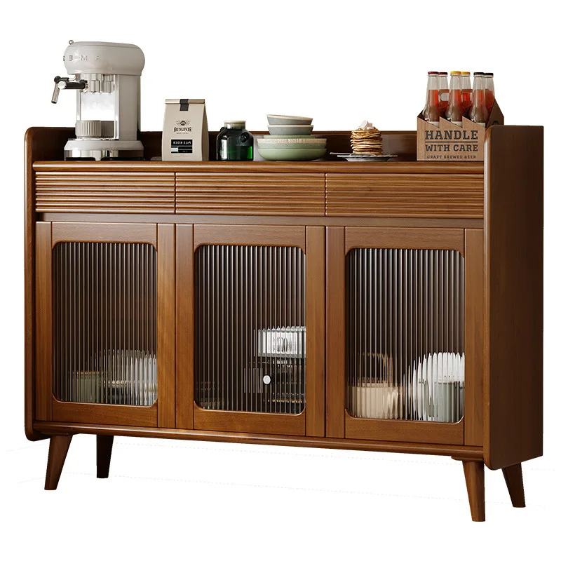 Nordic style solid wood sideboard, door to door, 80CM small apartment, living room, pantry cabinet, kitchen simple bowl and